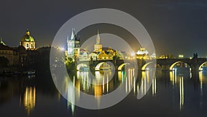 Charles Bridge in Prague, Czech Republic. night view