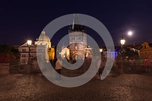 Charles Bridge in Prague at night