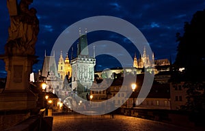 Charles bridge in Prague at night