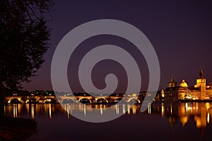 Charles bridge in Prague in the night