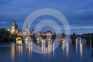 Charles Bridge in Prague at night