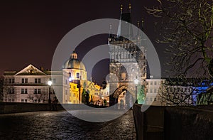 Charles Bridge in Prague, night view