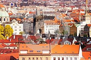 Charles Bridge and Prague roofs