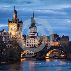 Charles Bridge in Prague at sunset