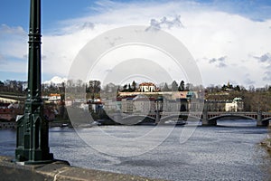 Charles bridge on river Vlatava in Prague City