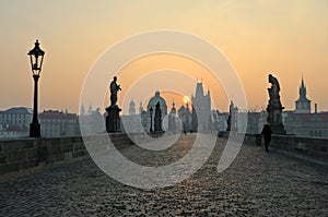 Charles Bridge sunrise view, Prague