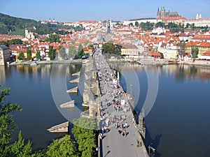 Charles Bridge, view from the tower. Prague, Czechia