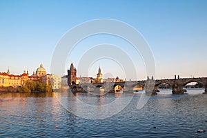 Charles Bridge and the Vltava River in Prague