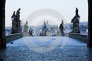 Charles Bridge in winter, Prague, Czech Republic