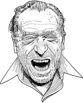 Charles Bukowski portrait in cartoon style