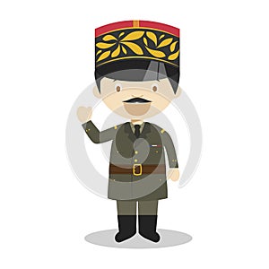 Charles de Gaulle cartoon character. Vector Illustration.