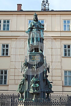 Charles IV statue by the St. Francis Seraphicus Church Prague,