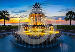 Charleston, SC pineapple fountain photo