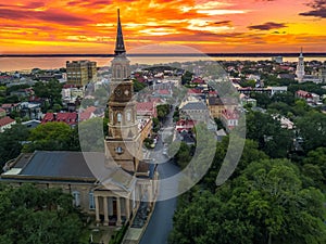 Charleston, SC skyline during sunset