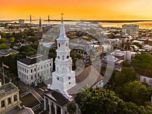 Charleston, SC skyline during sunset