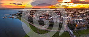 Charleston, SC skyline during sunset photo