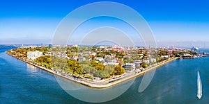 Charleston South Carolina Battery Aerial Panorama photo