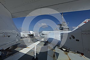 Charleston, South Carolina, United States, Novemner 2019, the flight deck of the uss yorktown