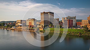 Charleston, West Virginia, USA downtown skyline on the Kanawha River