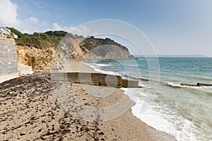 Charlestown beach Cornwall England UK with white waves near St Austell photo