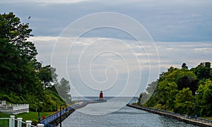 Charlevoix South Pier Lighthouse in Charlevoix, Michigan