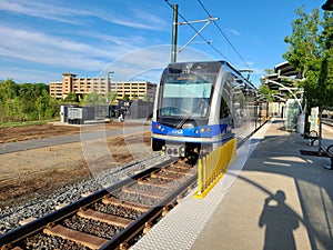 A Charlotte CATS LYNX Blue Line Light Rail Train at UNC Charlotte Main Station