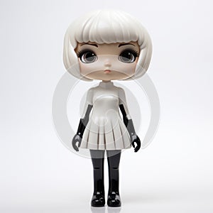Charlotte: A Minimalist Anime Doll Model On White Background