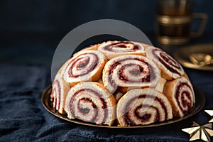 Charlotte Royale cake  berry jam swiss roll with cheesecake feeling