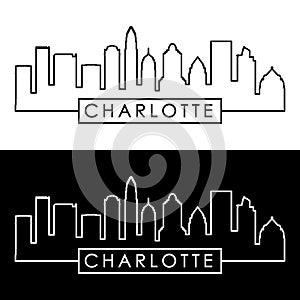 Charlotte skyline. Linear style.