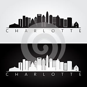 Charlotte usa skyline and landmarks silhouette photo