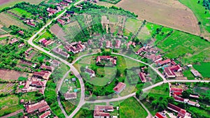 Charlottenburg, Romania - Aerial view circle village in Banat