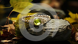 Charm Autumn Style Gold Ring With Peridot Stone
