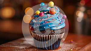 The charm cupcake a sweet treat representing one of the six flavors of quarks and the forces that bind them photo