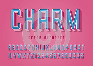 Charm trendy pop art display font design, alphabet, typeface, le