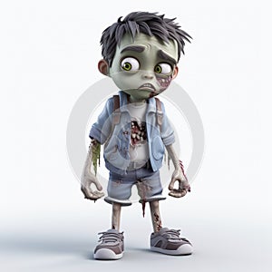 Charming 3d Boy Zombie With Backpack And Hat - Realistic And Detailed Renderings