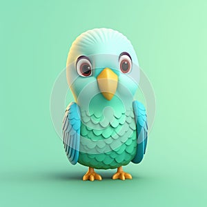 Charming 3d Budgerigar Emoji In Isometric Style With Soft Lighting And Colors