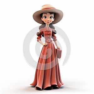 Charming 3d Illustration Of Elizabeth, A Youthful Protagonist In Terracotta Dress