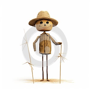 Charming 3d Scarecrow Illustration With Minimalistic Childbook Style