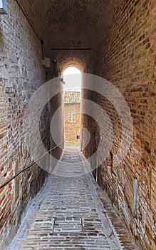 Charming alley in Fermo town, Marche region, Italy