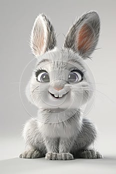 Charming animated bunny with large expressive eyes and perky ears