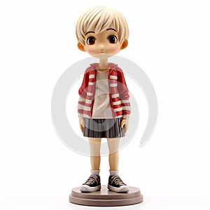 Charming Anime Boy Figurine With Short Hair And Red Sweater