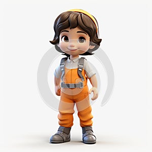 Charming Anime Character Illustration Of Kid In Orange Overalls