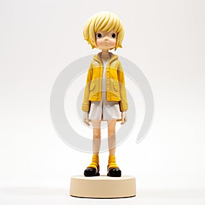 Charming Anime Figurine In Yellow Jacket And Shorts