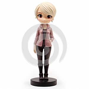 Charming Anime Girl Figurine With Blonde Hair And Lipstick
