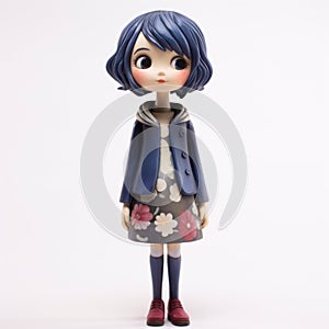 Charming Anime Girl Figurine With Blue Hair - Highly Detailed And Life-size