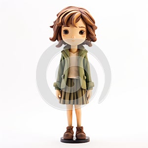 Charming Anime Girl Figurine In Green Jacket - 32k Uhd photo