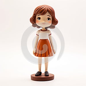 Charming Anime Girl Figurine In Orange Skirt - 32k Uhd photo