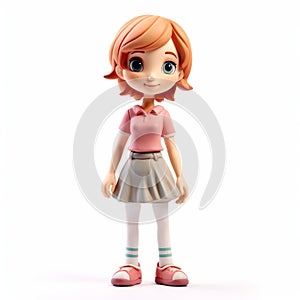 Charming Anime Girl Figurine In Red Pink Outfit - Rinpa School Style