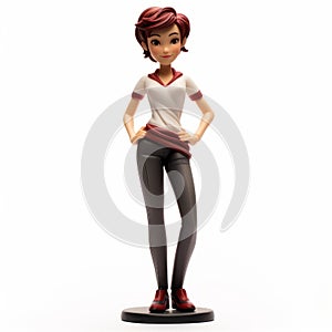 Charming Anime Girl Figurine With Red Shirt - Dynamic And Stylish photo
