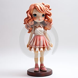 Charming Anime Girl Statue With Long Pink Hair